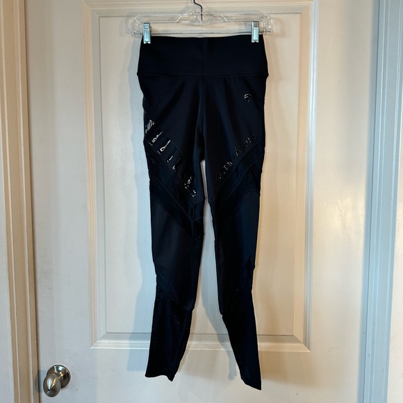 Oceans Apart Spell Out Mesh Design Hi- Waisted Compression Athletic Leggings, S - Picture 11 of 11